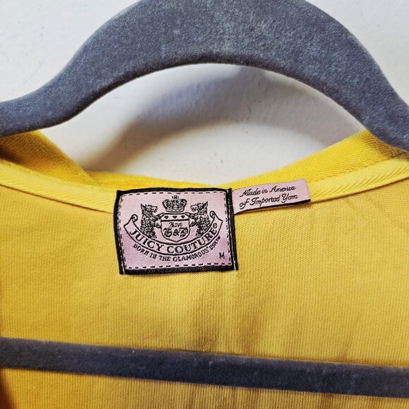 Vtg 2000's Juicy Couture Terry Cloth Swim Coverup Size M Yellow Hoodie Beach - Picture 5 of 6